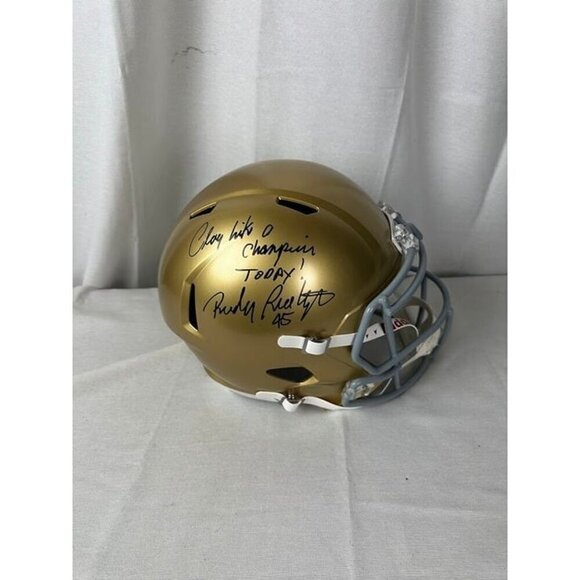 Rudy Ruettiger signed autographed Inscribed Notre Dame Full Size Helmet Beckett - Picture 1 of 3
